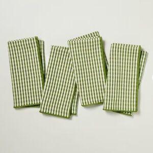 Set of 4 Serged Edge Gingham Cloth Napkins Green - Hearth & Hand™ with Magnolia